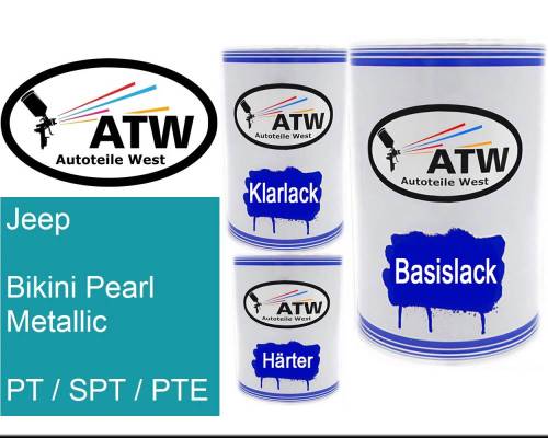 Jeep, Bikini Pearl Metallic, PT / SPT / PTE: 500ml Lackdose + 500ml Klarlack + 250ml Härter - Set, von ATW Autoteile West.